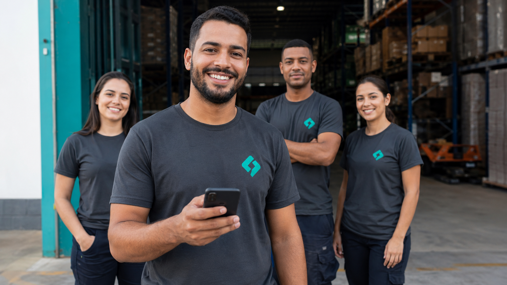 Equipe uniformizada em ambiente de trabalho